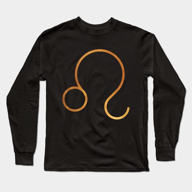 Leo Zodiac Gold Symbol Long Sleeve T-Shirt by Inogitna Designs